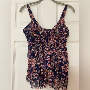 Express Floral Ruffle Tank Size S